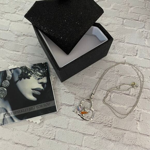 Bunny, Strength, Beauty, Happiness Heart CZ Necklace - Picture 2 of 5